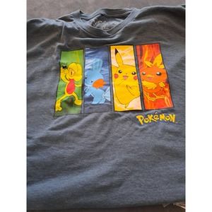 Pokemon T Shirt Gray With 4 Characters Men’s Size XL